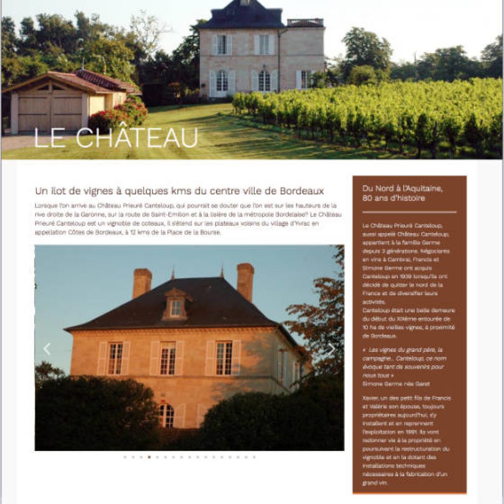 Château Prieuré Canteloup - Site e-comerce conçu et réalisé par l'agence CAUM, spécialiste WordPress à Bordeaux.